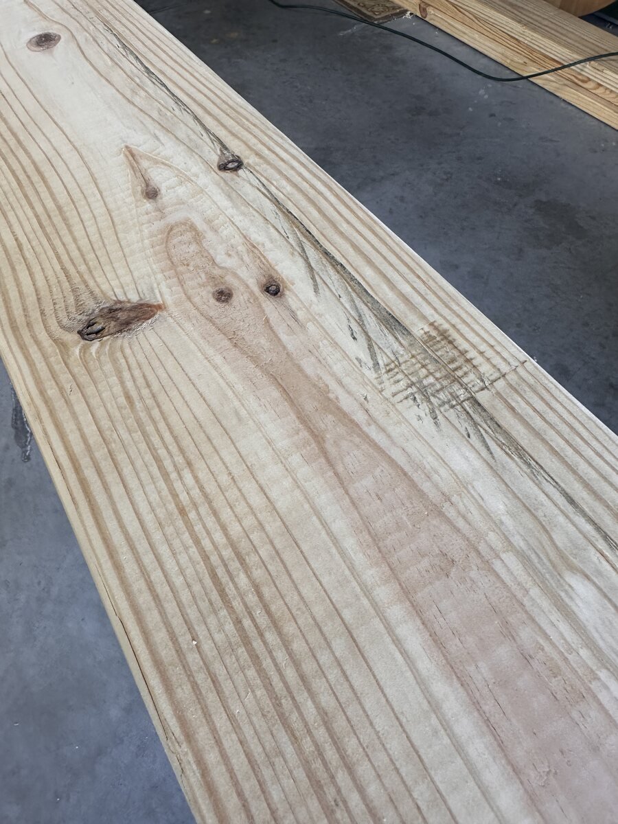 Long view of the sanded pine board